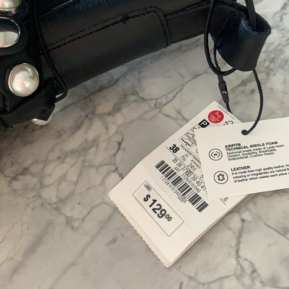 NWT Zara Combat Leather Chunky Chelsea Pearl Black Bikercore Boots - Picture 8 of 8